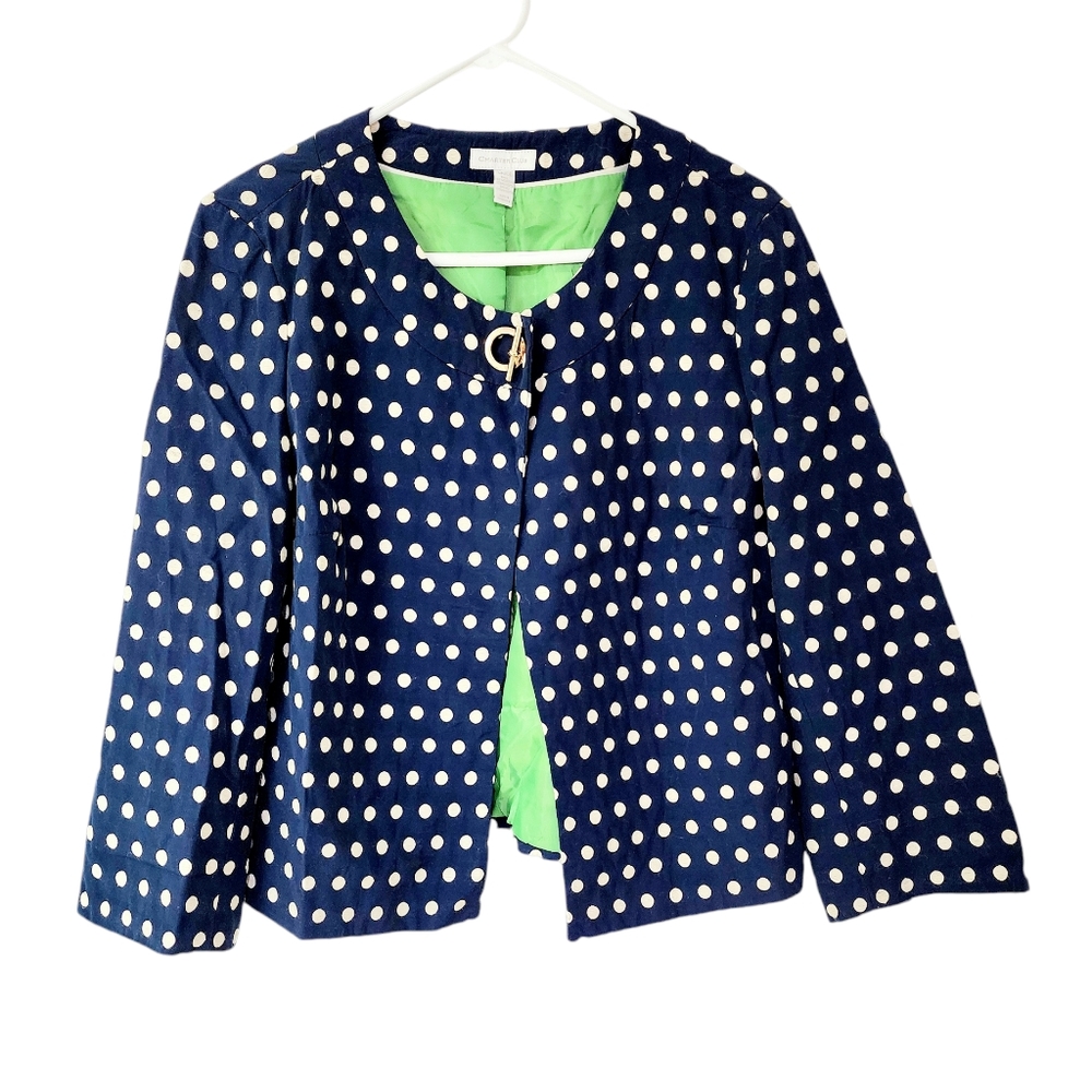 Charter Club Polka Dot Jacket Blazer Large NWT